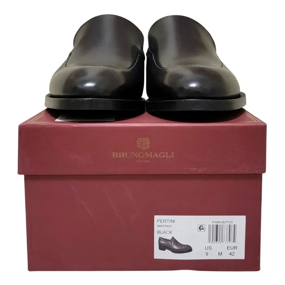 Bruno Magli Men Pertini Slip On Loafers Size US 9M Black Leather
